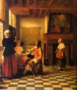Pieter de Hooch Woman Drinking with Two Men and a Maidservant China oil painting reproduction